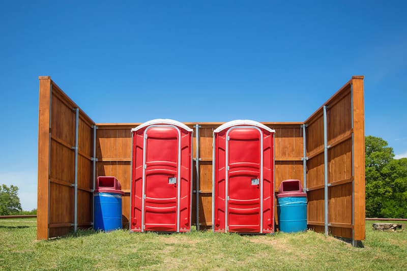 Short-term porta potty units staged for delivery in Warner Robins, Georgia